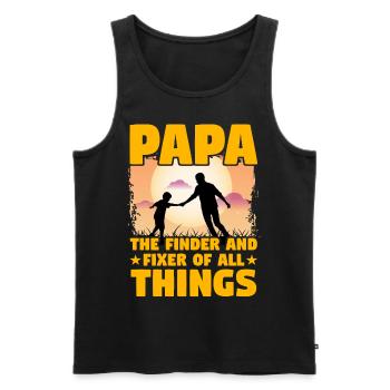 Papa the finder and fixer of all things - Men's Premium Organic Tank Top - black - Front - Michal (187cm)
