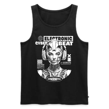 Electronic Cyber Beat Techno Shirt - Männer Premium Bio Tank Top - Schwarz - Vorne - Michal (187cm)
