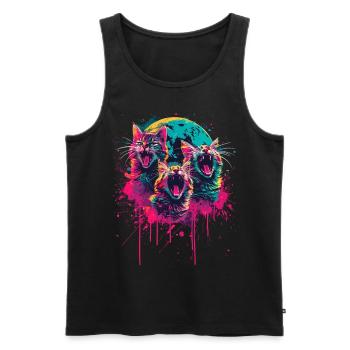 Bezaubernde Katzen mit Mond für alle - Männer Premium Bio Tank Top - Schwarz - Vorne - Michal (187cm)