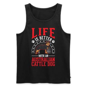 La vie est meilleure avec Australia Cattle Dogs - Débardeur bio Premium Homme - noir - Devant - Michal (187cm)