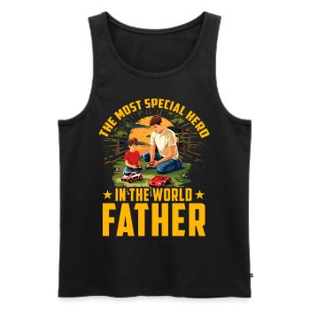Der speziellste Held der Welt: Vater - Männer Premium Bio Tank Top - Schwarz - Vorne - Michal (187cm)