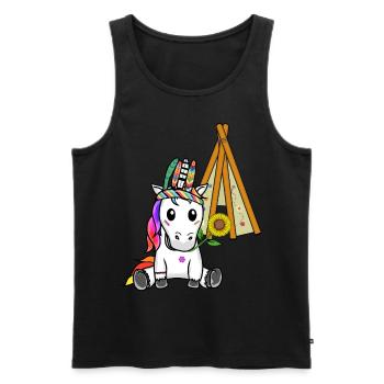 Licorne Tipi Hippie Licornes Chaman Tournesol - Débardeur bio Premium Homme - noir - Devant - Michal (187cm)