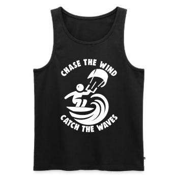 Kitesurfing Chase the wind catch the waves - Men's Premium Organic Tank Top - black - Front - Michal (187cm)