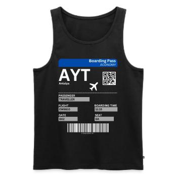 Billet d’embarquement à Antalya Idée de vacances à l’aéroport en Turquie - Débardeur bio Premium Homme - noir - Devant - AI Model Male 178 light (178cm)
