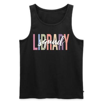 Book lover, reader, librarian - Men's Premium Organic Tank Top - black - Front - AI Model Male 178 light (178cm)