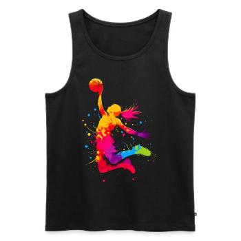 Basketball basketball player, colorful, basketball player woman - Men's Premium Organic Tank Top - black - Front - Michal (187cm)