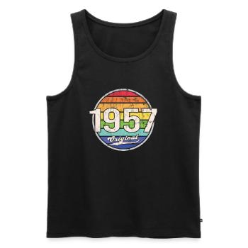 1957 Geburtstag Year Original - Männer Premium Bio Tank Top - Schwarz - Vorne - Michal (187cm)