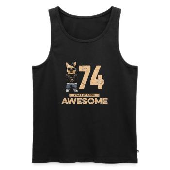 74 ans d’être un chien cool génial - Débardeur bio Premium Homme - noir - Devant - Michal (187cm)