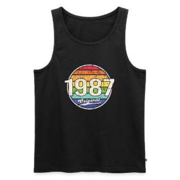 1987 Geburtstag Year Original - Männer Premium Bio Tank Top - Schwarz - Vorne - AI Model Male 178 light (178cm)