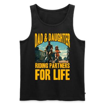 Papa et fille à cheval Partners for Life - Débardeur bio Premium Homme - noir - Devant - Michal (187cm)