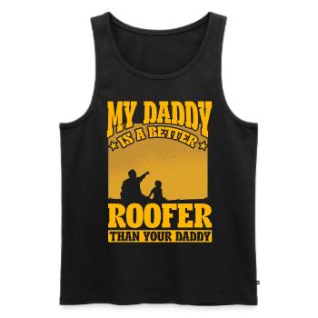 Mein Papa ist ein besserer Dachdecker als dein Papa - Männer Premium Bio Tank Top - Schwarz - Vorne - Michal (187cm)