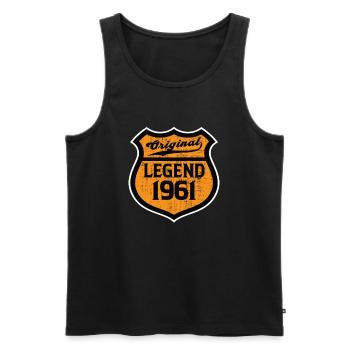 1961 Anniversaire Légende originale depuis la route - Débardeur bio Premium Homme - noir - Devant - Michal (187cm)