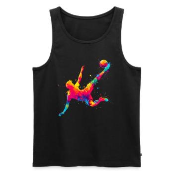 Fußball Fußballer, bunt, Fussballspieler Mann - Männer Premium Bio Tank Top - Schwarz - Vorne - AI Model Male 178 light (178cm)