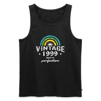 1999 Anniversaire Vintage Arc-en-ciel Soleil - Débardeur bio Premium Homme - noir - Devant - Michal (187cm)