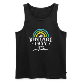 1977 Birthday Vintage Rainbow Sun - Men's Premium Organic Tank Top - black - Front - AI Model Male 178 light (178cm)