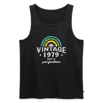 1979 Birthday Vintage Rainbow Sun - Men's Premium Organic Tank Top - black - Front - AI Model Male 178 light (178cm)