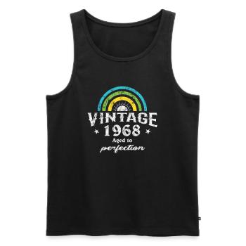 1968 Anniversaire Vintage Arc-en-ciel Soleil - Débardeur bio Premium Homme - noir - Devant - Michal (187cm)