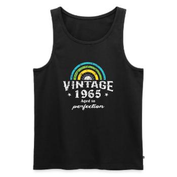 1965 Birthday Vintage Rainbow Sun - Men's Premium Organic Tank Top - black - Front - AI Model Male 178 light (178cm)