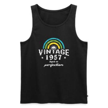 1957 Birthday Vintage Rainbow Sun - Men's Premium Organic Tank Top - black - Front - AI Model Male 178 light (178cm)
