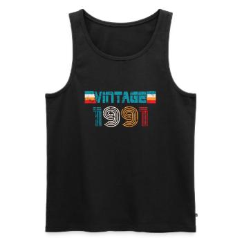 Millésime anniversaire 1991 - Débardeur bio Premium Homme - noir - Devant - AI Model Male 178 light (178cm)