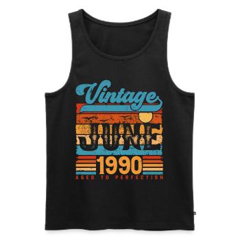Juni 1990, Vintage-Geburtstagsgeschenk Juni 1990. - Männer Premium Bio Tank Top - Schwarz - Vorne - Michal (187cm)