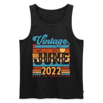 Juni 2022, Vintage-Jubiläumsgeschenk Juni 2022. - Männer Premium Bio Tank Top - Schwarz - Vorne - Michal (187cm)