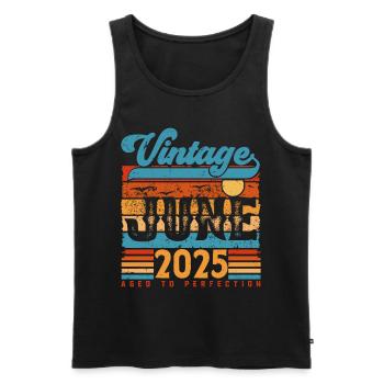 Juni 2025, Vintage-Jubiläumsgeschenk Juni 2025. - Männer Premium Bio Tank Top - Schwarz - Vorne - Michal (187cm)