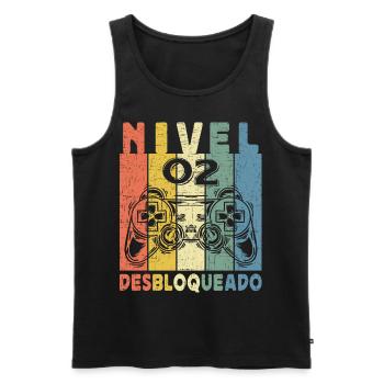 Nivel 02 Desbloqueado Gamer 02 Años 2022 Divertido - Débardeur bio Premium Homme - noir - Devant - Michal (187cm)