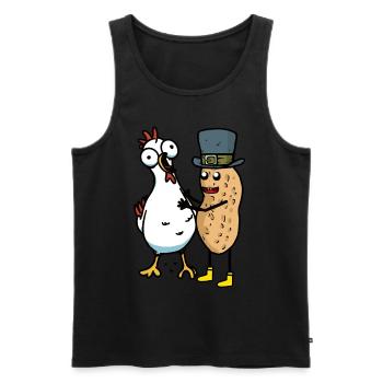 Cacahuètes Cacahuètes Poulet Poules Amis - Débardeur bio Premium Homme - noir - Devant - AI Model Male 178 light (178cm)