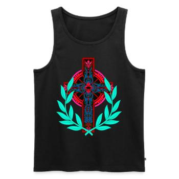 Cross Crosses Crucifix - Men's Premium Organic Tank Top - black - Front - AI Model Male 178 light (178cm)