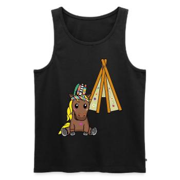 Hippie Tipi Poney Cheval Chevaux Hippies Enfants Enfant - Débardeur bio Premium Homme - noir - Devant - AI Model Male 178 light (178cm)