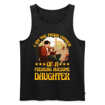Ich bin der stolze Vater einer verdammt tollen Tochter - Männer Premium Bio Tank Top - Schwarz - Vorne - Michal (187cm)