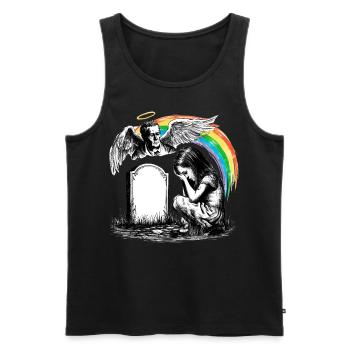 Trauernder Vater Tochter Grab Engel - Männer Premium Bio Tank Top - Schwarz - Vorne - AI Model Male 178 light (178cm)