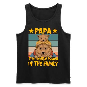 Papa, le doux pouvoir de la famille - Débardeur bio Premium Homme - noir - Devant - Michal (187cm)