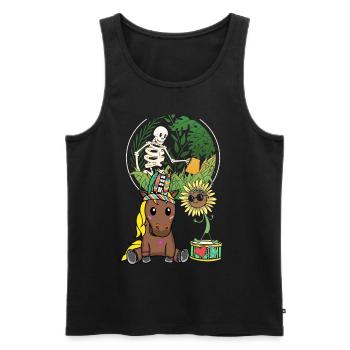 Hippie Cheval Environnement Nature Conservation Climat Terre Nature - Débardeur bio Premium Homme - noir - Devant - Michal (187cm)