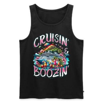 Croisières Cruisin & Boozin - Débardeur bio Premium Homme - noir - Devant - AI Model Male 178 light (178cm)