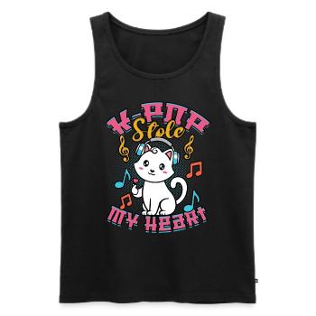 KPop a volé mon cœur musique coréenne - Débardeur bio Premium Homme - noir - Devant - AI Model Male 178 light (178cm)