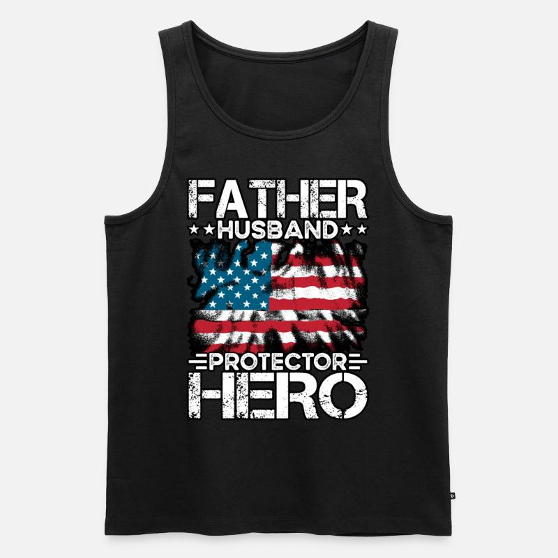 Vater, Ehemann, Beschützer, Held - Männer Premium Bio Tank Top - Schwarz