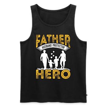 Father Husband Protector Hero - Men's Premium Organic Tank Top - black - Front - Michal (187cm)