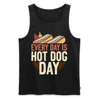 Hot Dog Adulte Chaque jour est un hot-dog - Débardeur bio Premium Homme - noir - Devant - Michal (187cm)