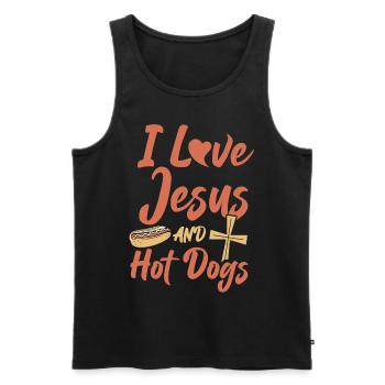Hot Dog Adult Jesus Faith - Men's Premium Organic Tank Top - black - Front - Michal (187cm)