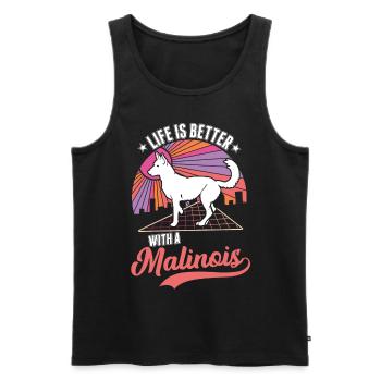 Life is better with a Malinois - Men's Premium Organic Tank Top - black - Front - AI Model Male 178 light (178cm)