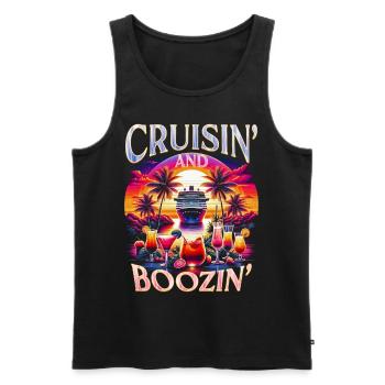 Croisières Cruisin & Boozin - Débardeur bio Premium Homme - noir - Devant - AI Model Male 178 light (178cm)