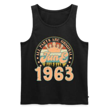June 1963. June 1963 Birthday Gift. June - Men's Premium Organic Tank Top - black - Front - AI Model Male 178 light (178cm)