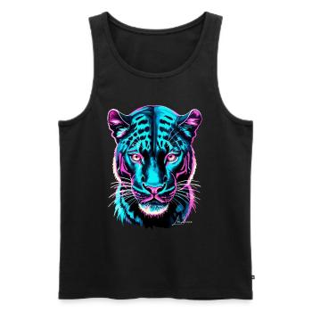 Neon Panther Facial - Cyber Futuristic Collection - Men's Premium Organic Tank Top - black - Front - AI Model Male 178 light (178cm)