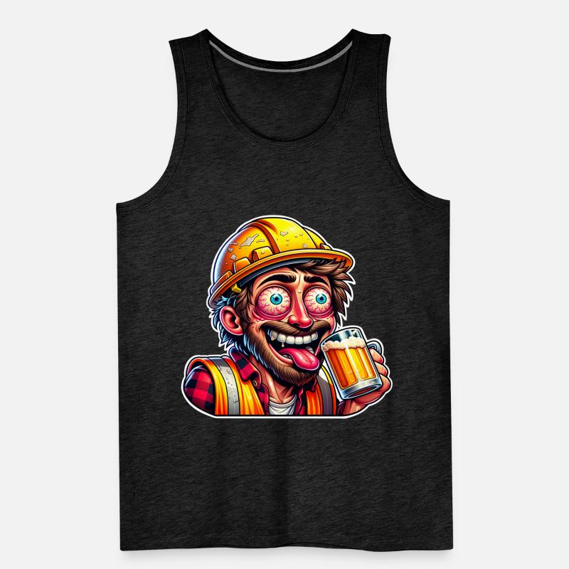 Construction Worker Beer Drunk Funny Men's Premium Organic Tank Top