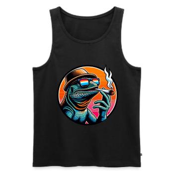 Lizard Smoking Weed, Iguana - Men's Premium Organic Tank Top - black - Front - AI Model Male 178 light (178cm)
