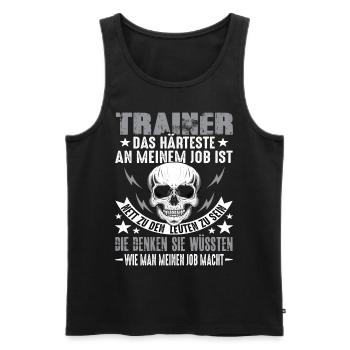 Trainer - Männer Premium Bio Tank Top - Schwarz - Vorne - AI Model Male 178 light (178cm)