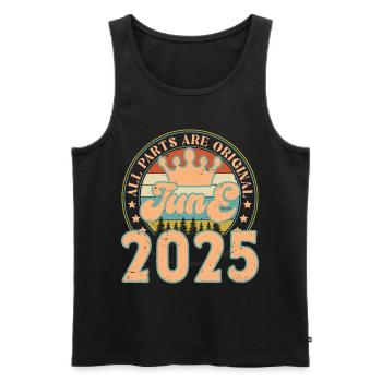 Juni 2025. Geburtstagsgeschenk Juni 2025. Juni - Männer Premium Bio Tank Top - Schwarz - Vorne - Michal (187cm)