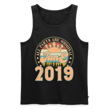Juni 2019. Geburtstagsgeschenk Juni 2019. Juni - Männer Premium Bio Tank Top - Schwarz - Vorne - AI Model Male 178 light (178cm)